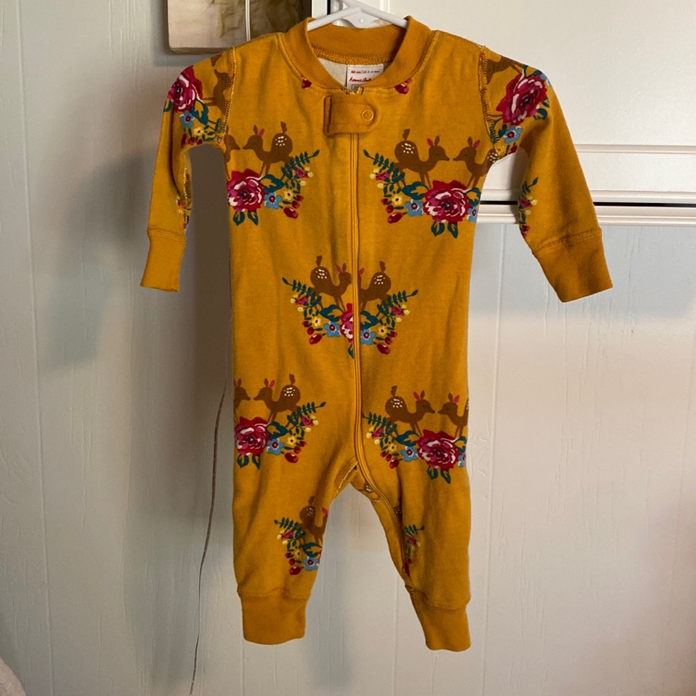 3 for $20 Hanna Andersson baby girl pjs fawn & flower 3-6 months Organic cotton